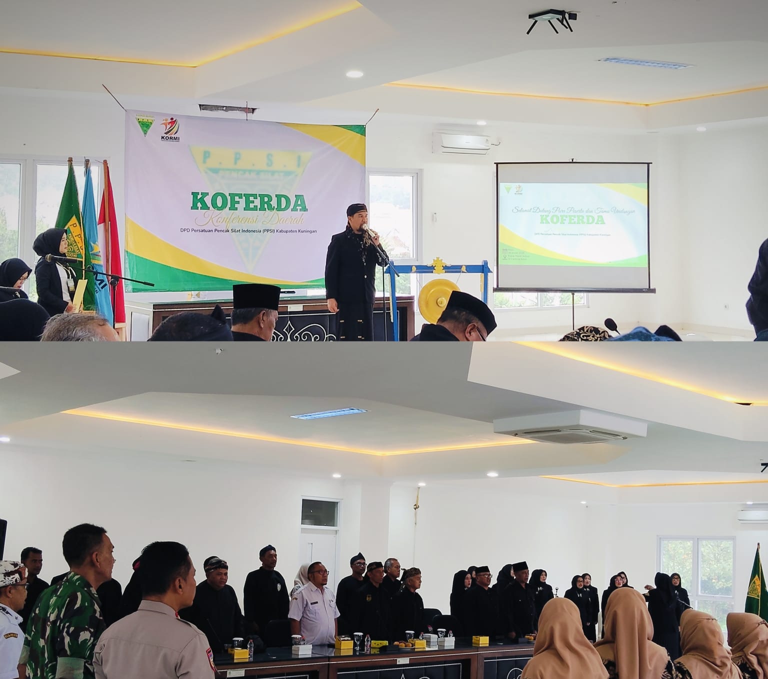 Sambutan (PLT) Ketua DPD PPSI Kuningan, pada acara Konferda PPSI KUNINGAN di aula arya kamuning lantai 3 gedung pemerintah daerah (Dok/ist/ubai).
